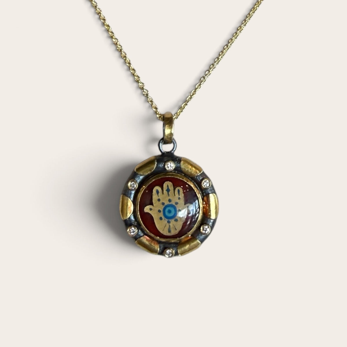 Hamsa Agate painted Charm