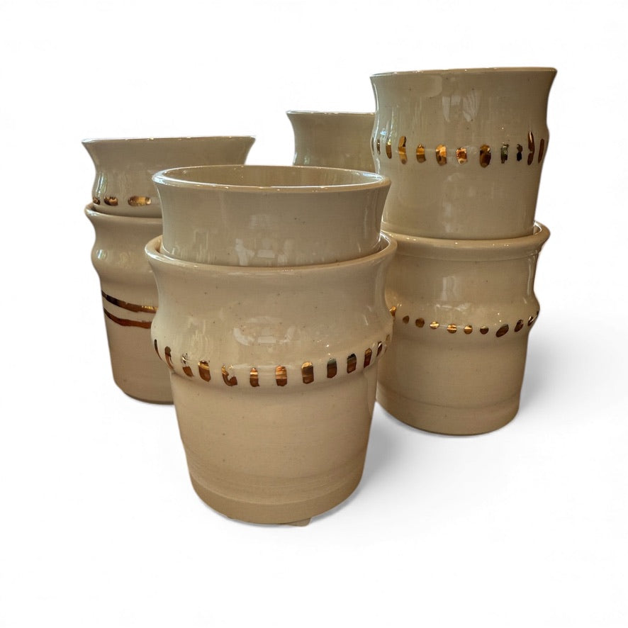 ap pottery moroccan inspired cream cups with gold trim