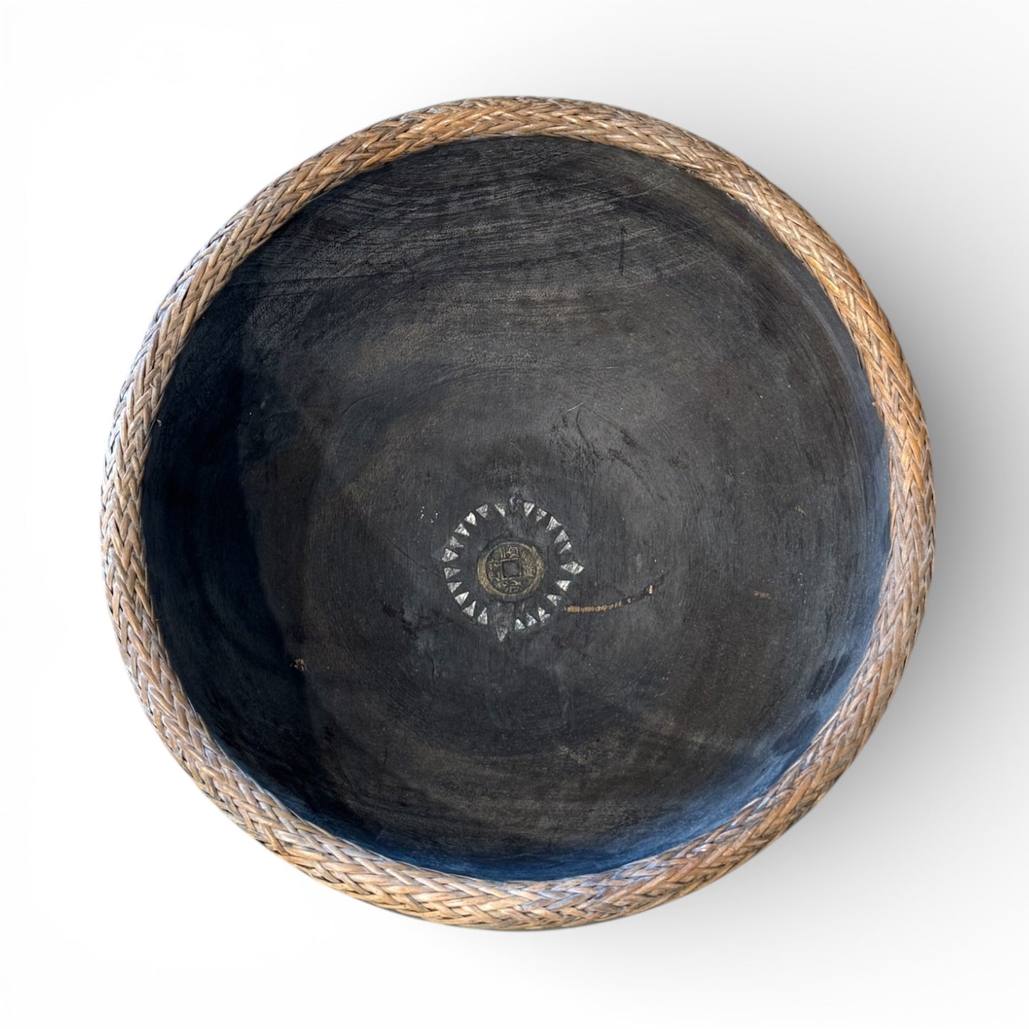 Ceremonial Bowl with Reed Trim and Mother-of-Pearl Inlay