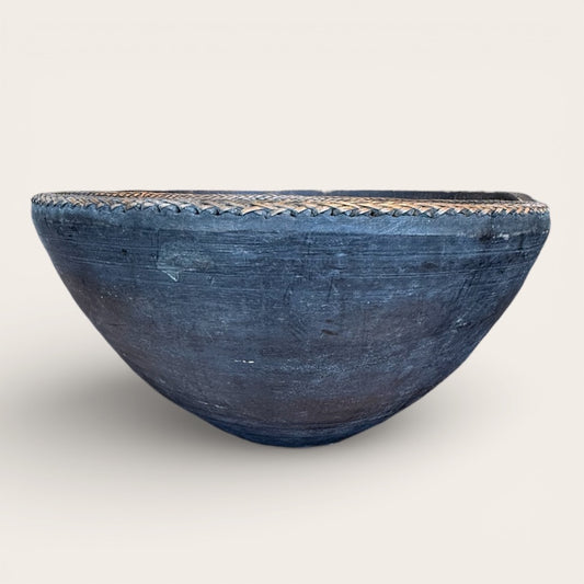 Balinese Wooden bowl with Ata Trim detailing Large