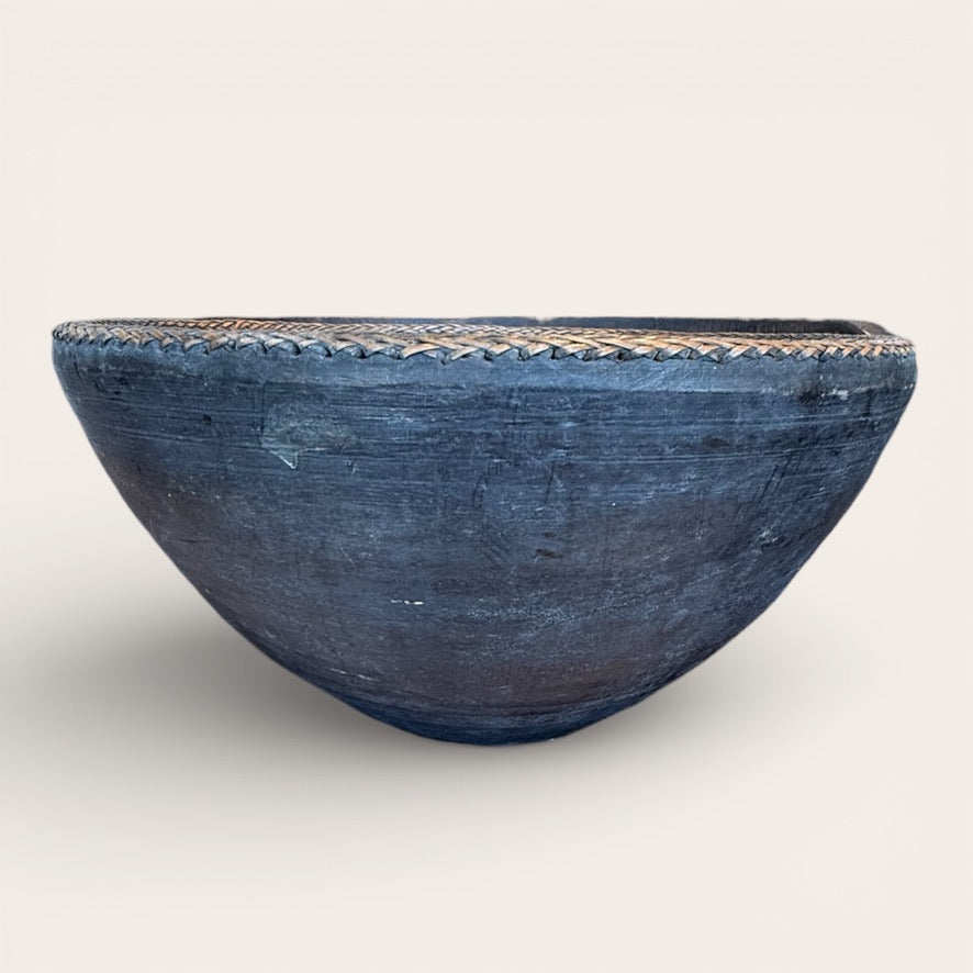 Balinese Wooden bowl with Ata Trim detailing Large