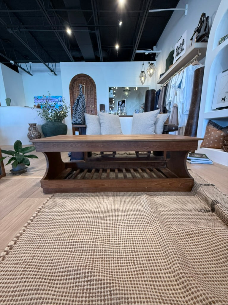 Vintage Teak Rectangle Coffee Table with Slatted Bottom