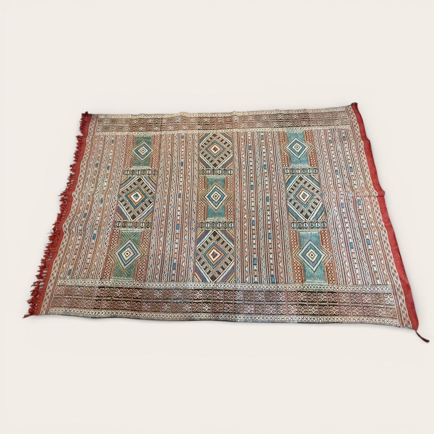Kilim Rug Eye Aqua 7 Rose 2.3m x 1.6m