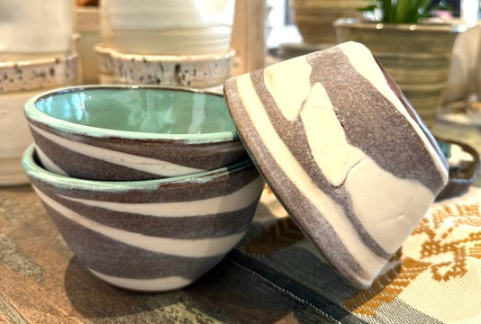 ap pottery marbeled clay & patina bowl