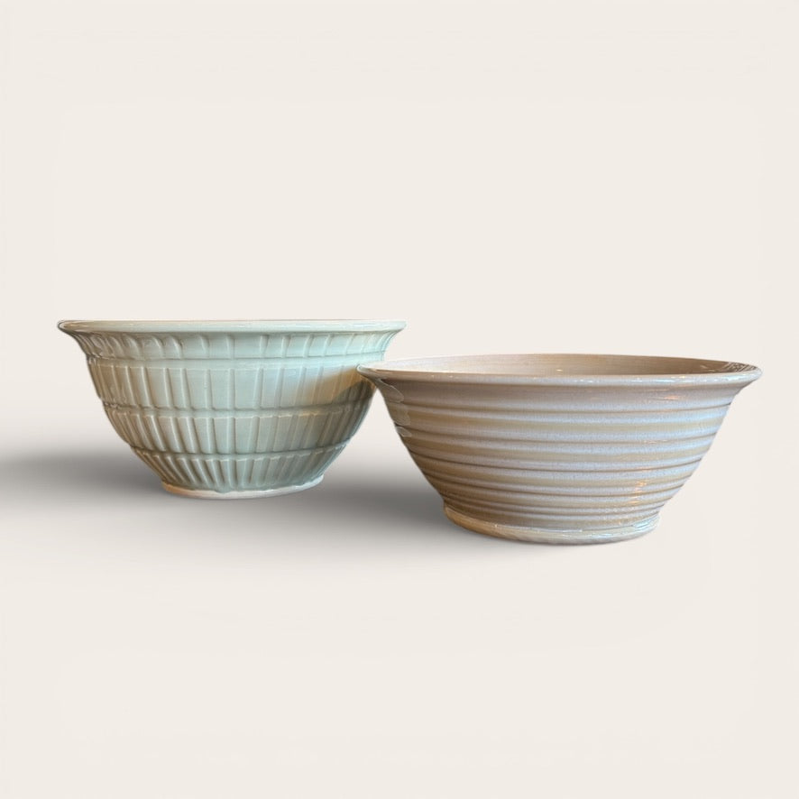 ap pottery ribbed iridescent serving bowl