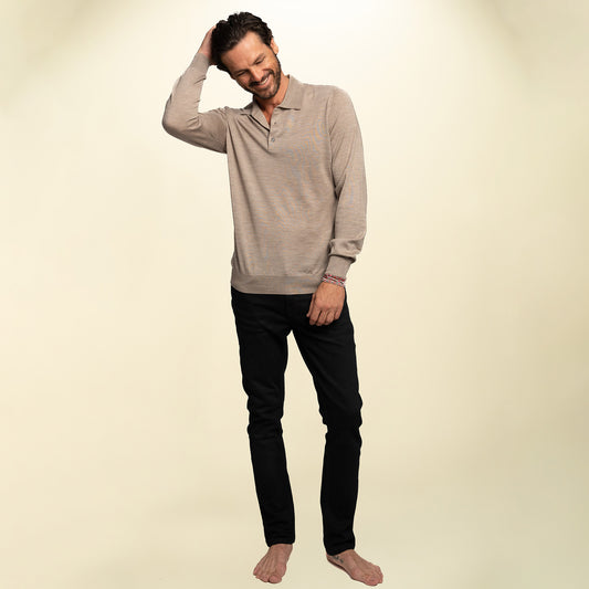 Men’s Italian Renewed Superfine Cashmere Polo Sweater