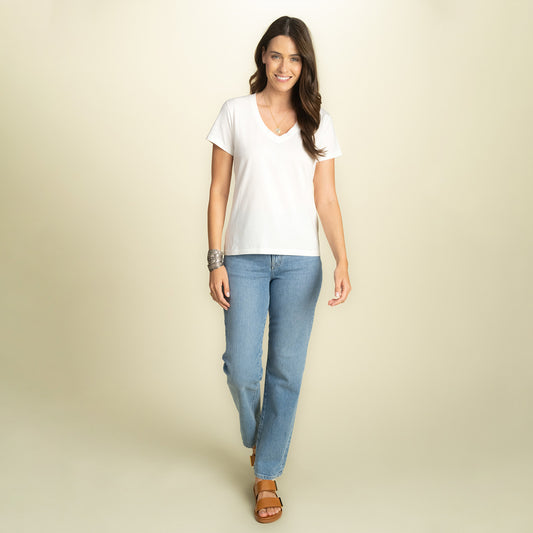 found. Women's Organic Cotton Short Sleeve Relaxed V-neck Tee
