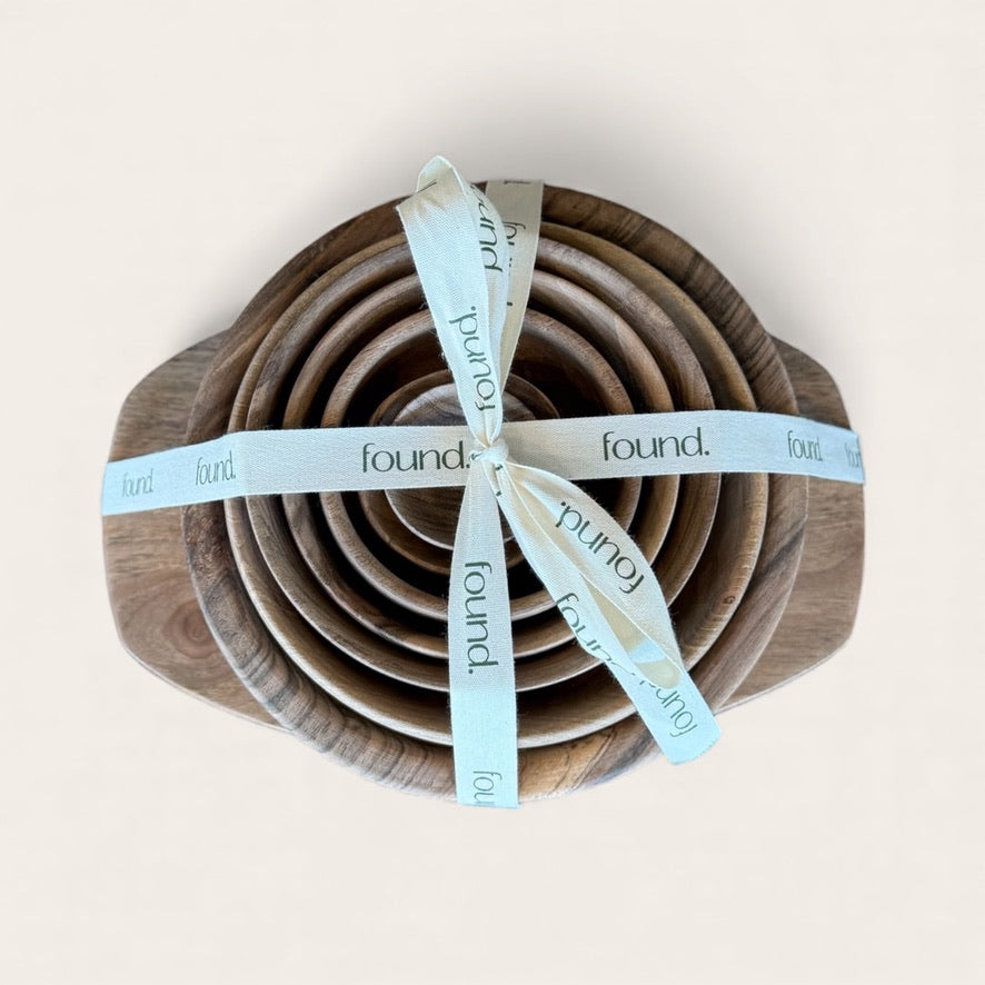 Walnut Wood Multi Bowl Nesting Set w/ Tray