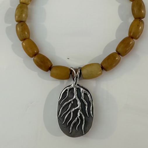 Seed Palm Beach Yellow Jasper and Turquoise Pendant Necklace