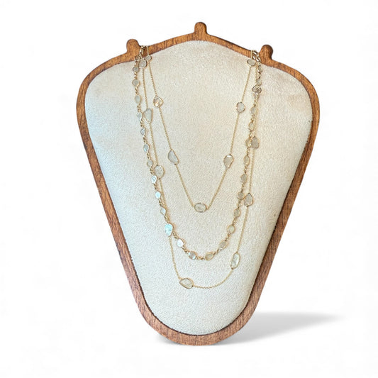 found. Diamond Slice-By-The-Yard Matte Gold 32 inch necklace