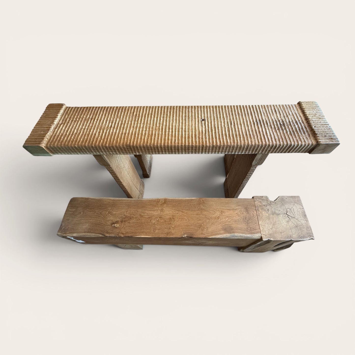 Wave Chisel Teak Console Table