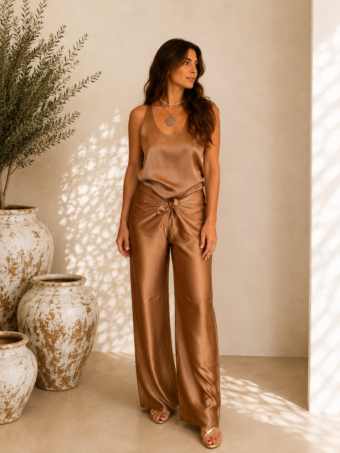 Parrero Silk Pant Solid Color