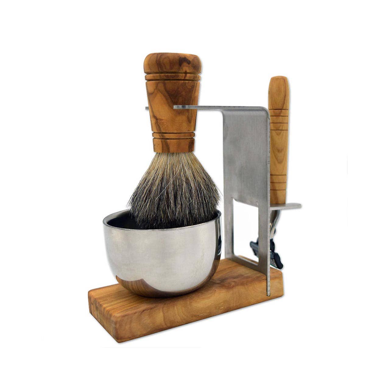 Shaving brush and razor holder, Metal
