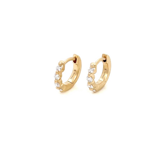 found. Bezel-Set Diamond Huggie Earrings, 8mm