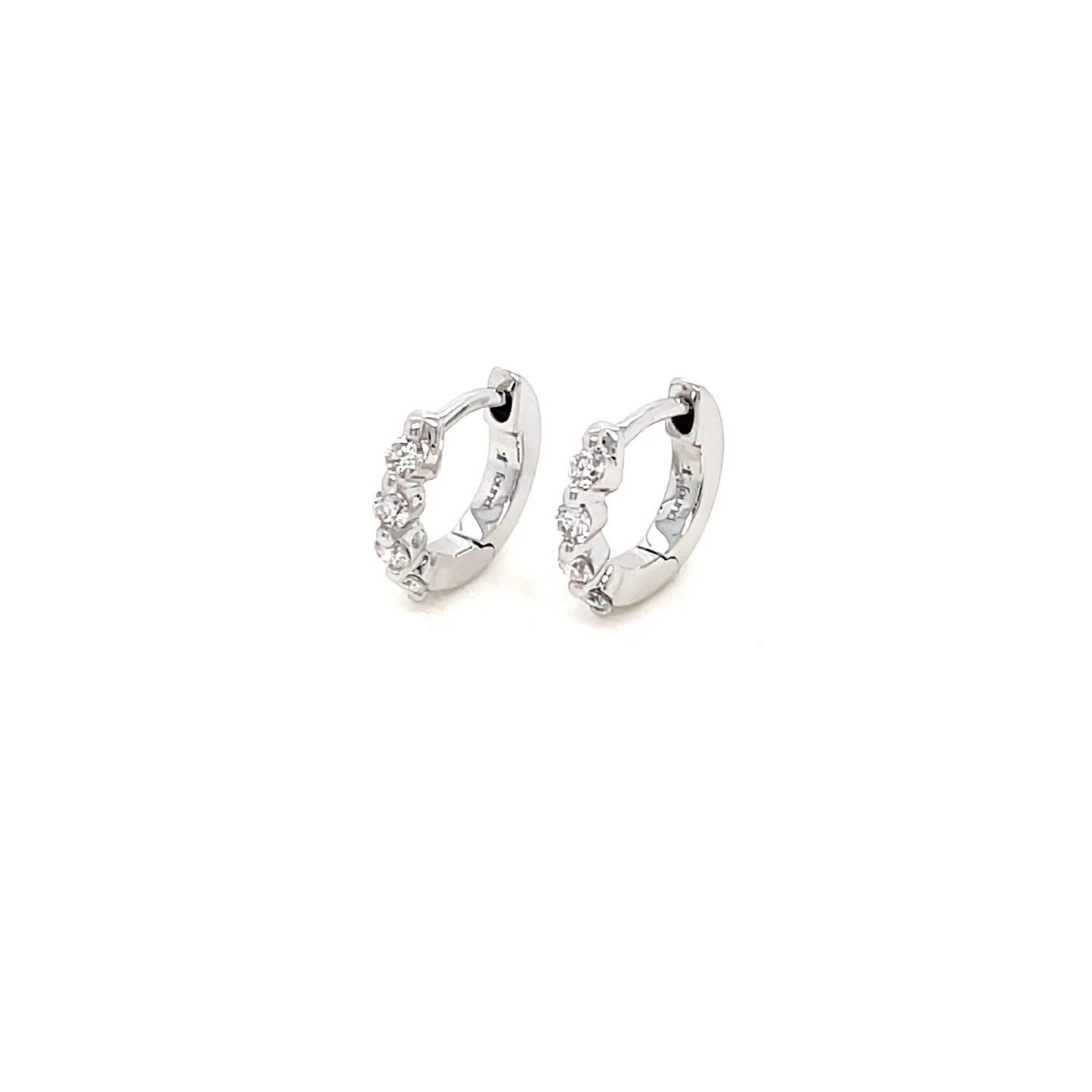found. Bezel-Set Diamond Huggie Earrings, 8mm