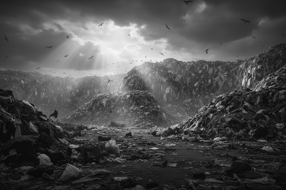 dump filled with clothing discarded before the end of its lifecycle