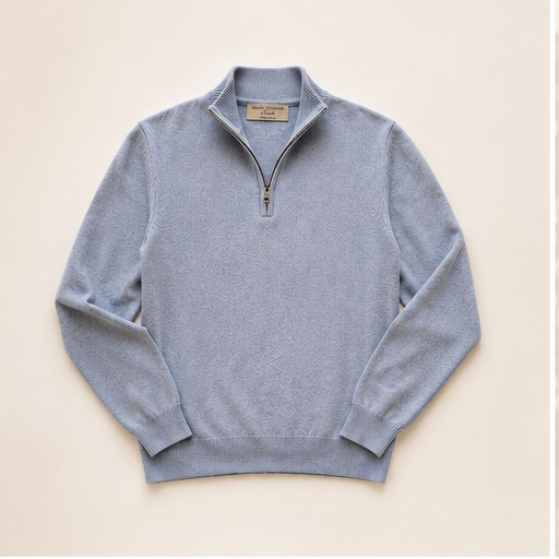 Men’s Italian Renewed Cashmere Zip Henley Sweater