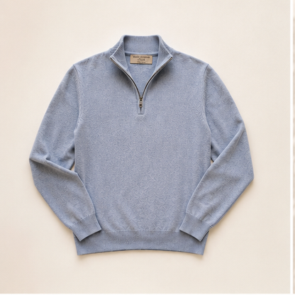 Men’s Italian Renewed Cashmere Zip Henley Sweater