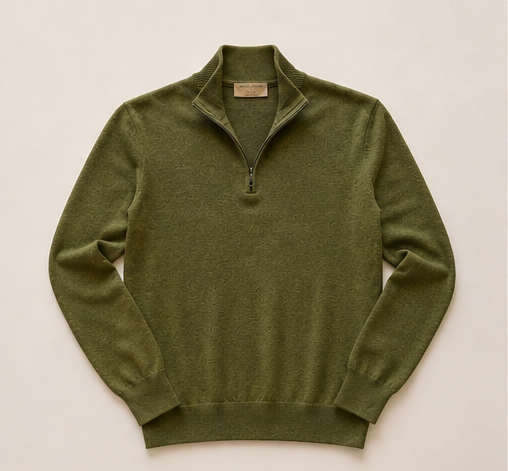 Men’s Italian Renewed Cashmere Zip Henley Sweater