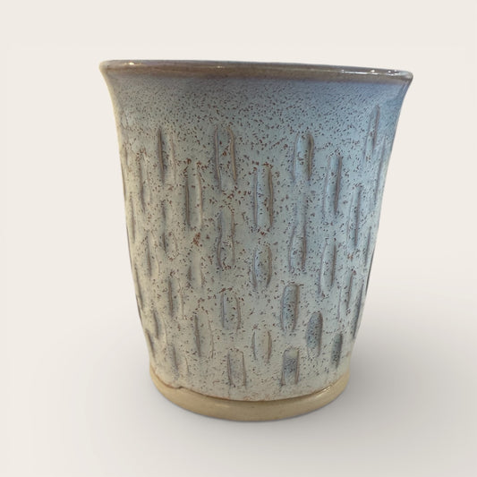 ap pottery iridescent carved vase