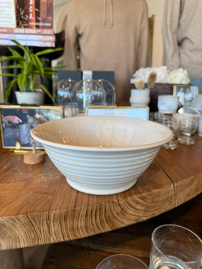 ap pottery ribbed iridescent serving bowl