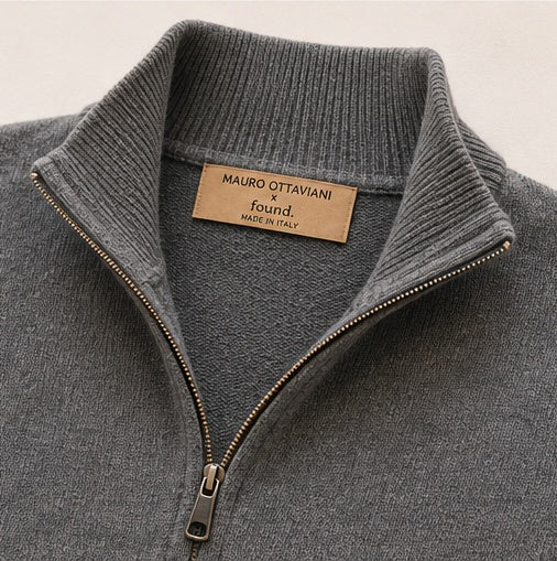 Men’s Italian Renewed Cashmere Zip Henley Sweater