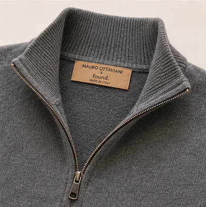 Men’s Italian Renewed Cashmere Zip Henley Sweater