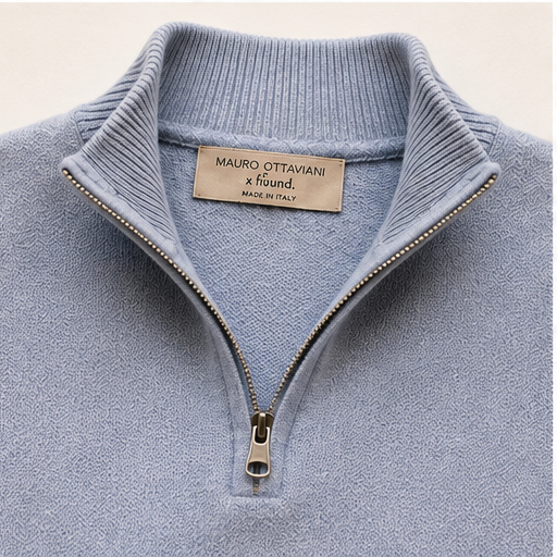 Men’s Italian Renewed Cashmere Zip Henley Sweater