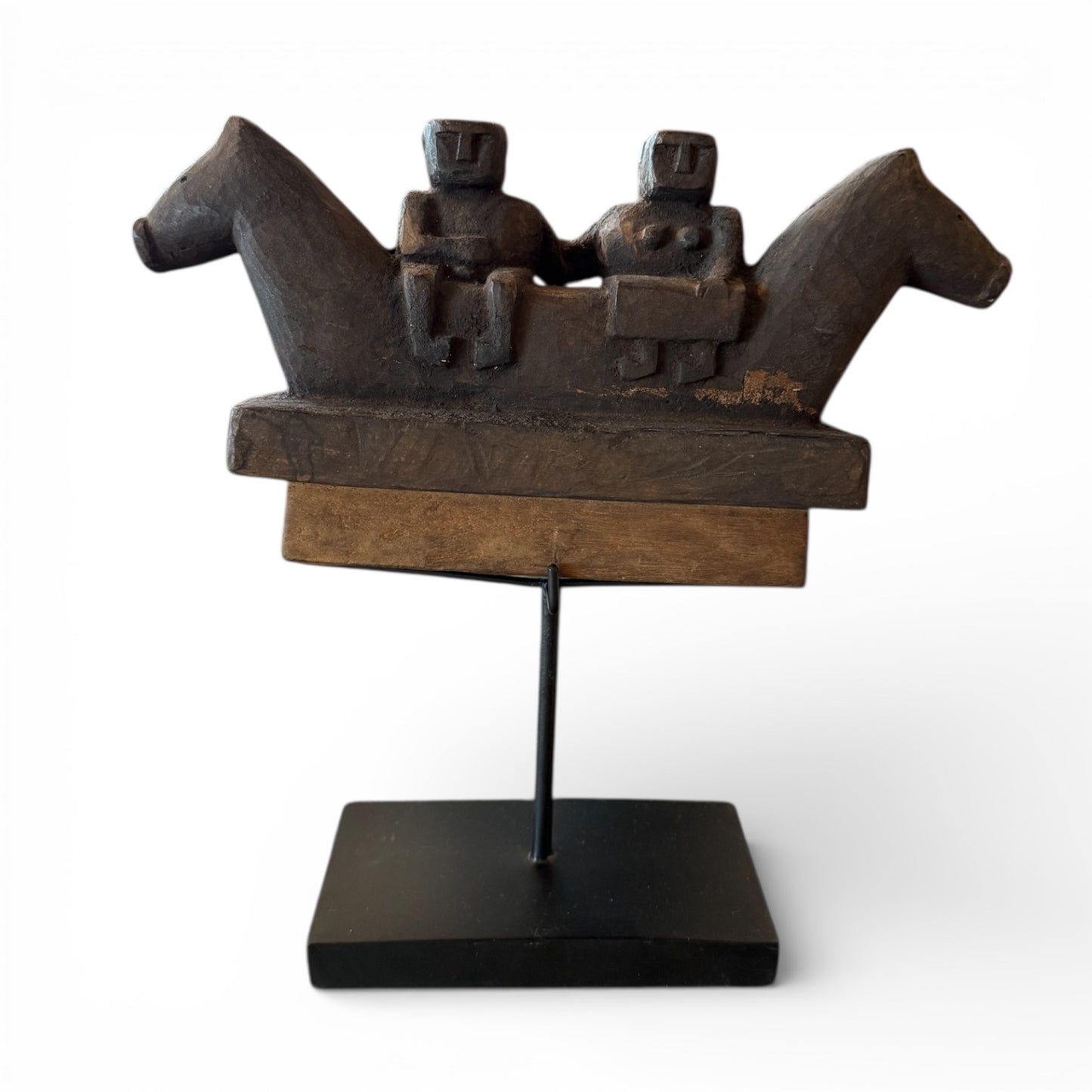 BALINESE VINTAGE HORSE AND COUPLE WOOD SCULTPTURE