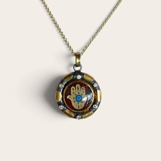Hamsa Agate painted Charm