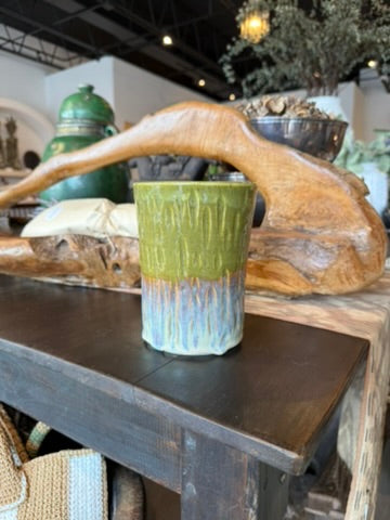 ap pottery olive & purple carved vase