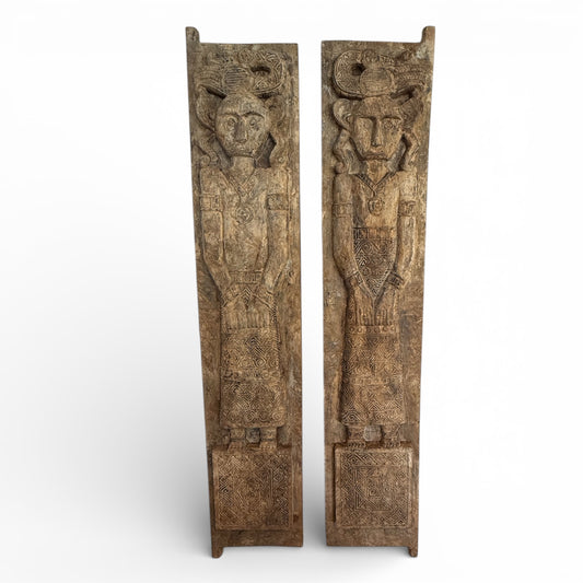 Balinese Vintage Carved Wood Panel Doors Primative People