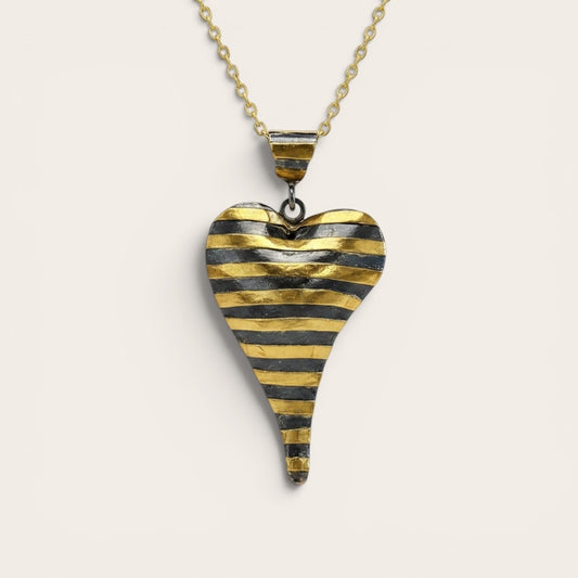 Striped Heart Charm