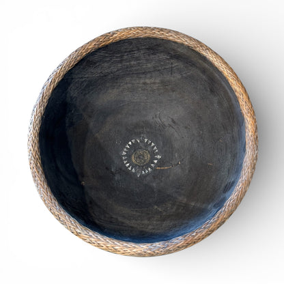 Ceremonial Bowl with Reed Trim and Mother-of-Pearl Inlay