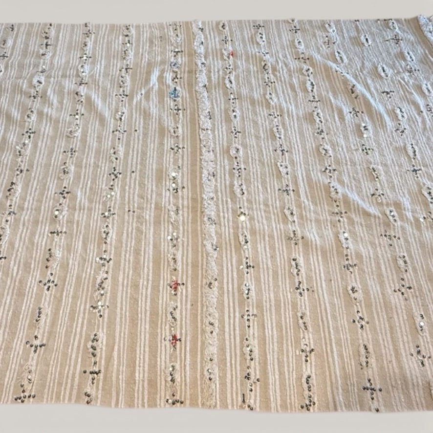 Moroccon Traditional Hand Woven Wedding Blanket Cream