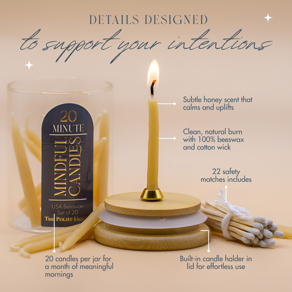 20-Minute Beeswax Candles Gift Set -  In Glass Jar