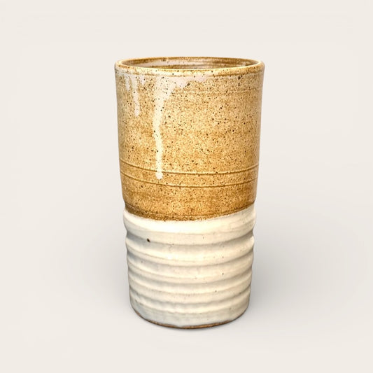 ap pottery white & speckled brown vase