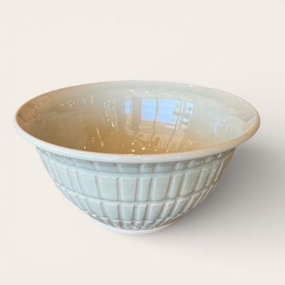 ap pottery large mint carved serving bowl