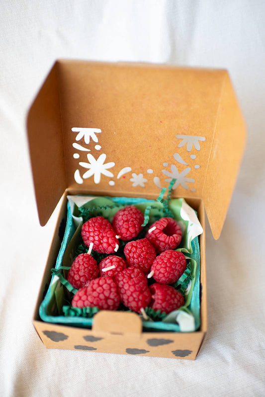 Raspberry Beeswax Birthday Candles