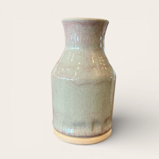 ap pottery bud vase green/purple hue