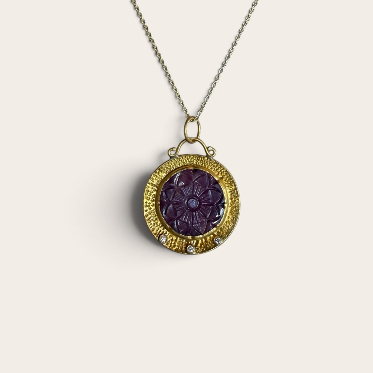 Ruby Intaglio Flower Pendant