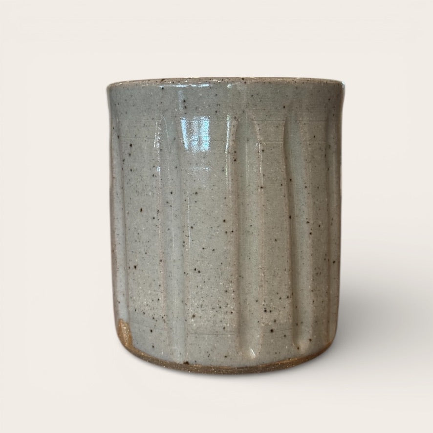 ap pottery gray ribbed vessel