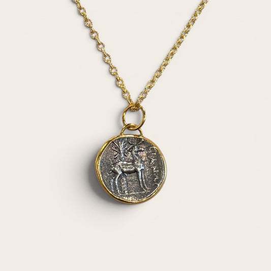 Nymph Greek Coin Charm Pink Tourmaline