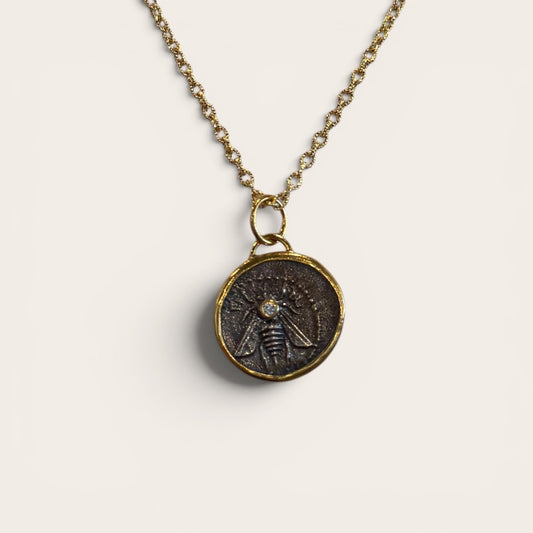 Diamond Bee and Ephesus Coin Pendant