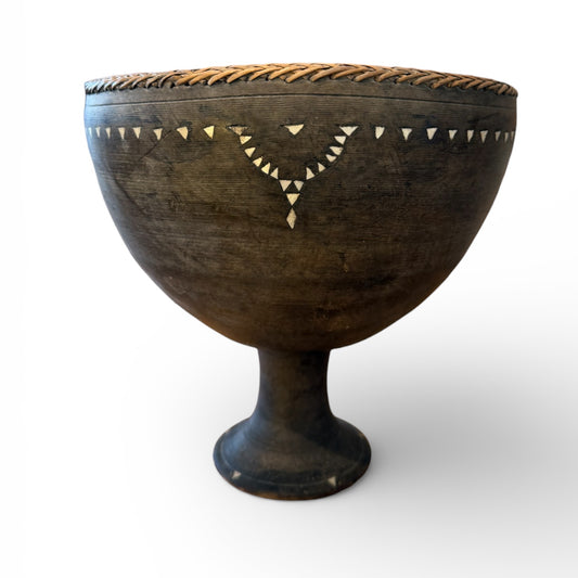 Ceremonial Bowl with Reed Trim and Mother-of-Pearl Inlay