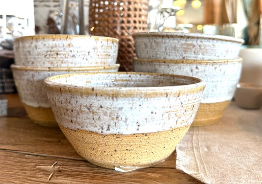 ap pottery small bowl speckled clay white glaze