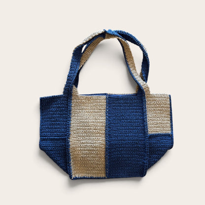Linen Raffia Hand Woven Banded tote