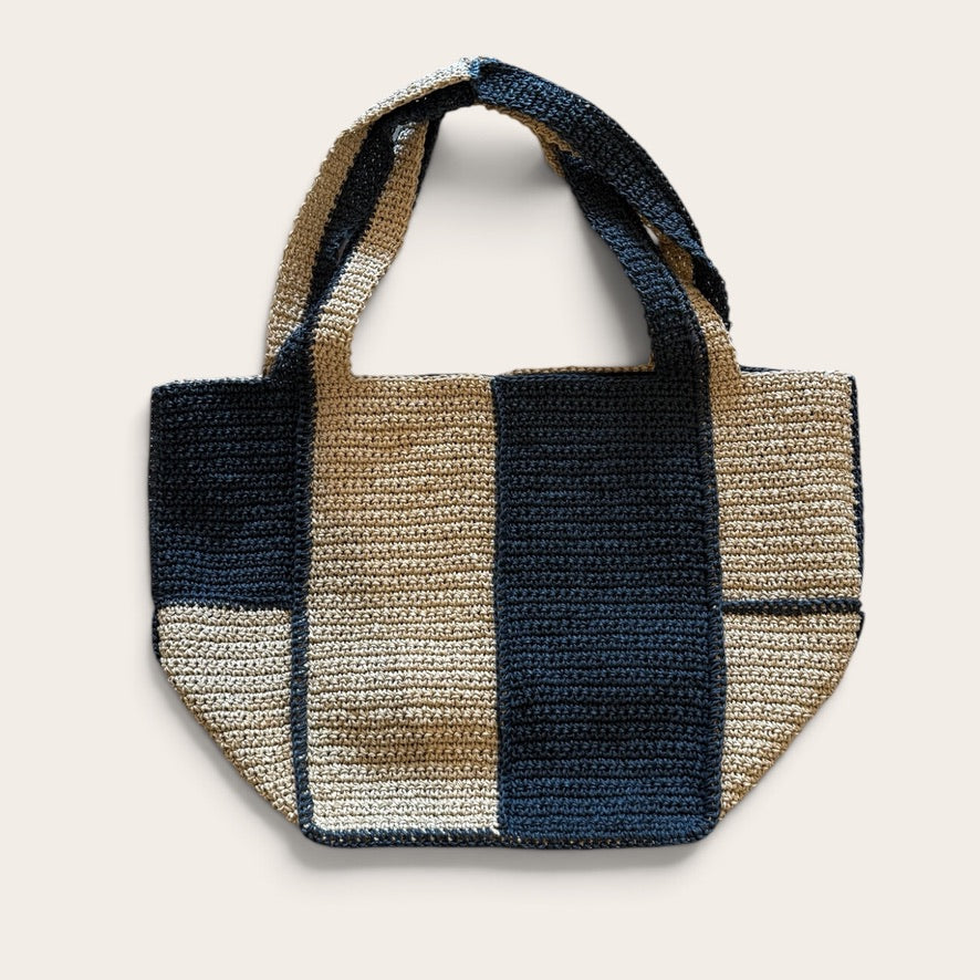 Linen Raffia Hand Woven Banded tote