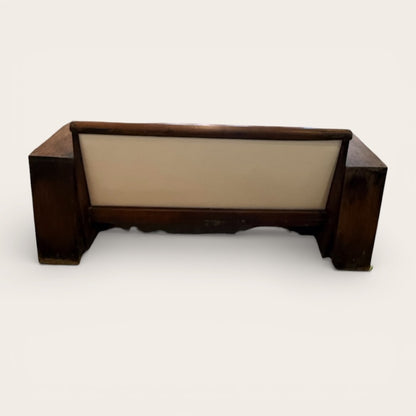 Antique Teak Settee with Drawer and Cubby Space