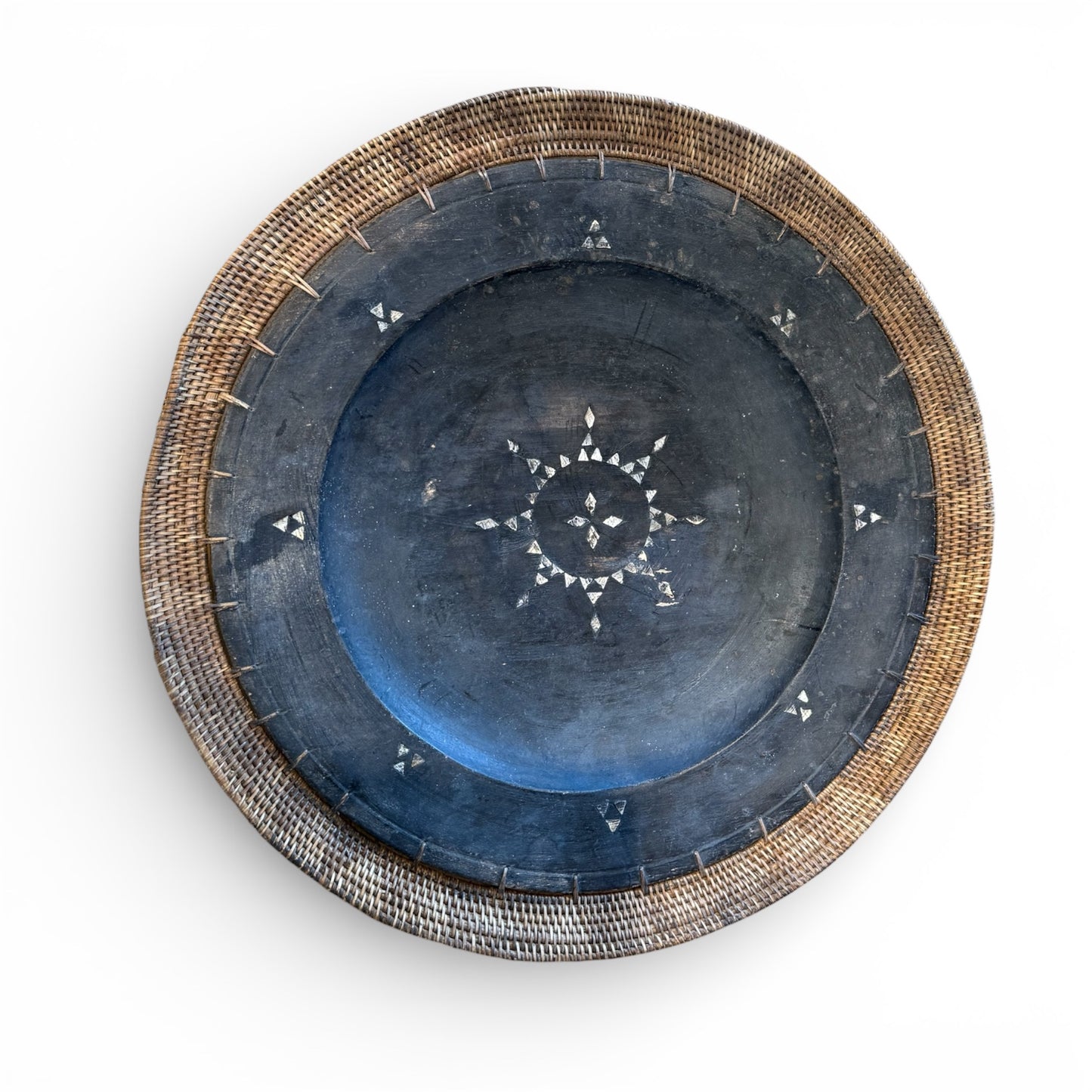 Ceremonial Plate with Reed Trim and Mother-of-Pearl Inlay